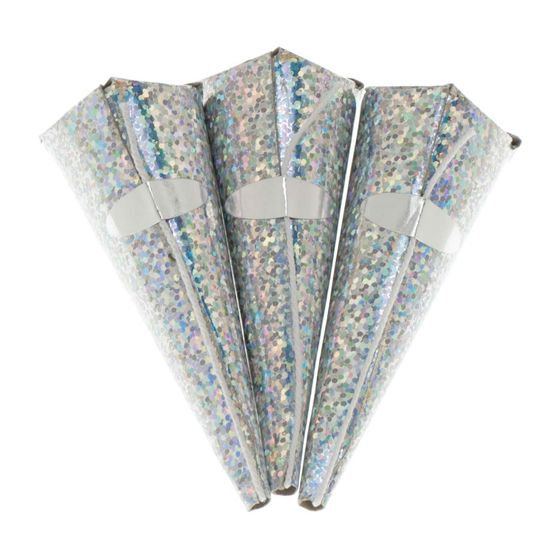 Swantex Silver Holographic Cone Party Poppers SILHOLCPOP