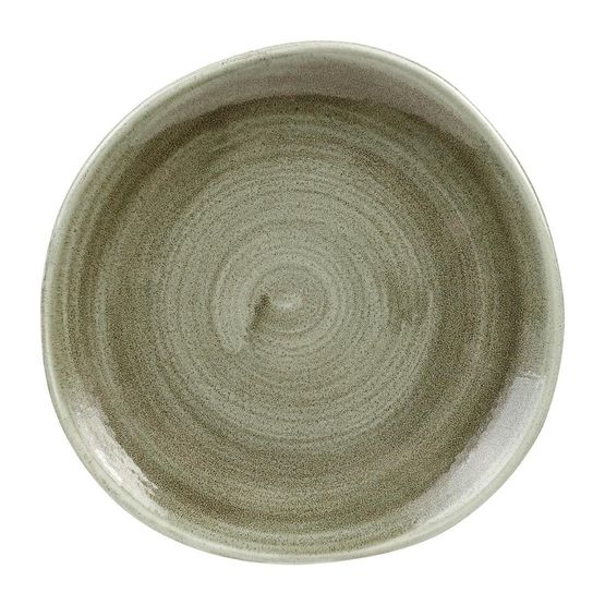Churchill Stonecast Patina Antique Organic Round Plates Burnished Green 210mm