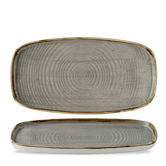 Churchill Stonecast Peppercorn Grey Chefs' Walled Oblong Plate 300mm
