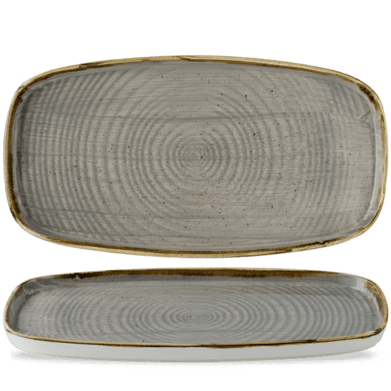 Churchill Stonecast Peppercorn Grey Chefs' Walled Oblong Plate 350mm