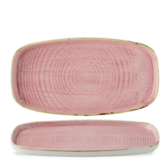 Churchill Stonecast Petal Pink Chefs' Walled Oblong Plate 300mm