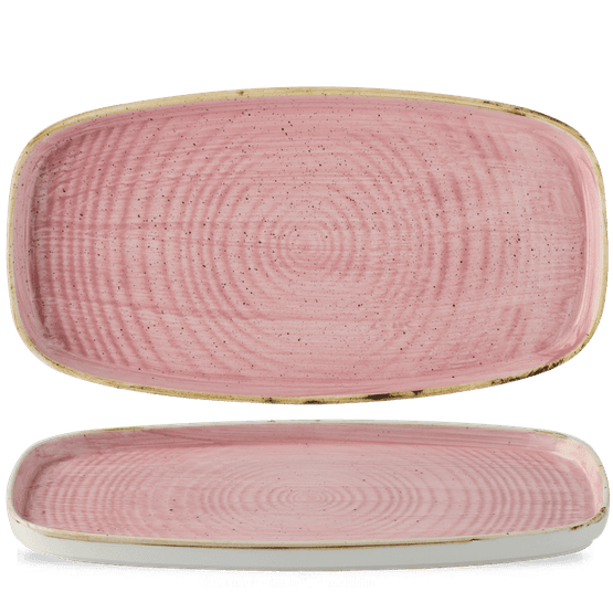 Churchill Stonecast Petal Pink Chefs' Walled Oblong Plate 350mm