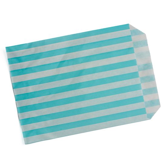 Stronghold Striped Aqua Blue Paper Bag 13 x 18 cm (5" x 7")