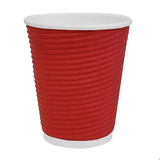 Fiesta Recyclable Coffee Cups Ripple Wall Red 225ml / 8oz