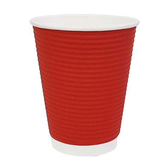 Fiesta Recyclable Coffee Cups Ripple Wall Red 340ml / 12oz