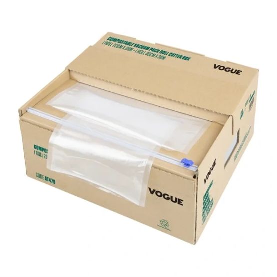 Vogue Compostable Vacuum Pack Roll Cutter Box 200mm &amp; 300mm Twin Pack