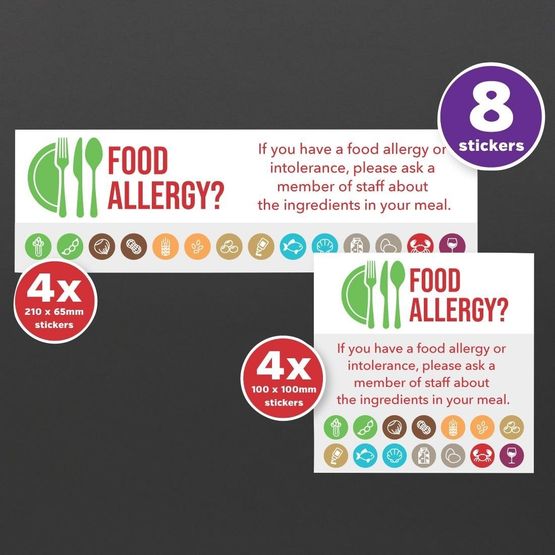 Allergy Awareness Self Adhesive Vinyl Sticker Pack (8 pack)
