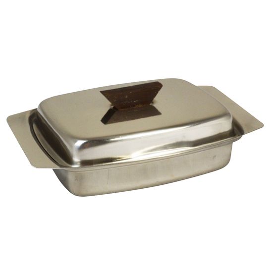 Butter Dish Stainless Steel Lid With Wooden Knob