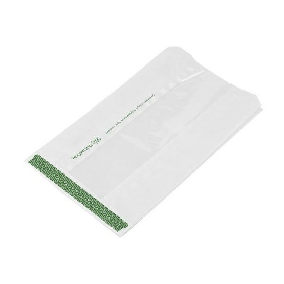 Vegware 6 x 2.5 x 10In Glassine Bag With Natureflex Window White Vglw6