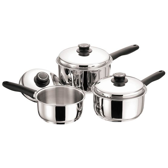 Saucepan 3pc Set 16cm 18cm 20cm Polished