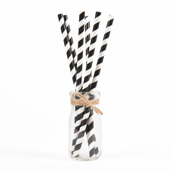 Black And White Biodegradable 2 Ply Paper Straws 6mm