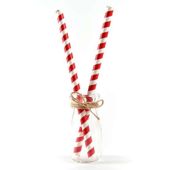 Green &amp; White Paper Smoothie Straw 225mm x 8mm Bore