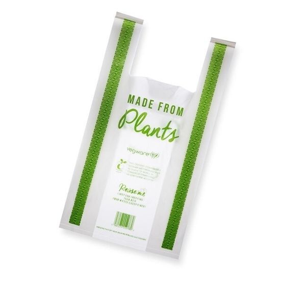 Vegware VCB-2 Compostable PLA Eco Friendly Carrier Bag - 29 x 39 x 15cm