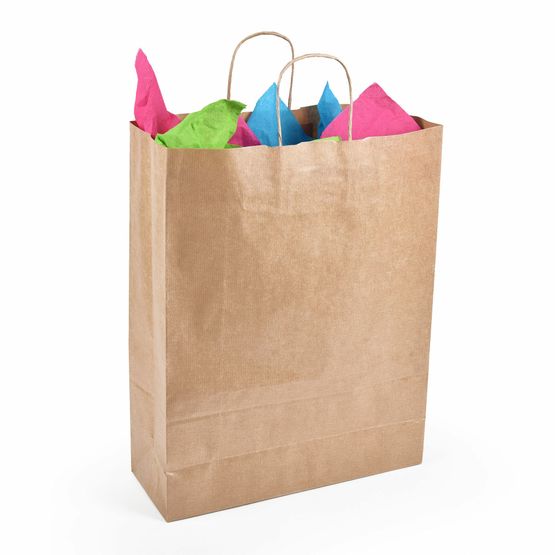 Medium Brown Kraft Paper Carrier Bags Twist Handle 32cm x 41cm x 12cm