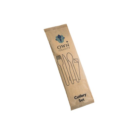 Compostable Wooden Cutlery Pack (Knife, Fork, Napkin &amp; Spoon)