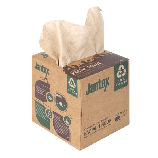 Jantex Green 100% Recycled Facial Tissue Cube 100 Sheets