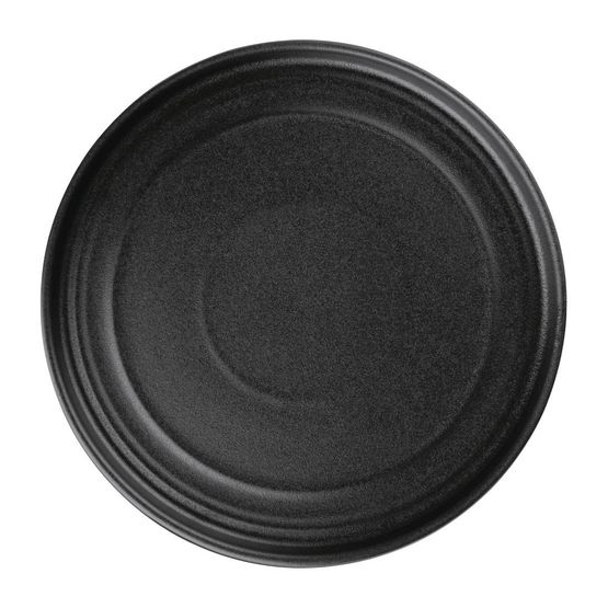 Olympia Cavolo Flat Round Plates Textured Black 220mm