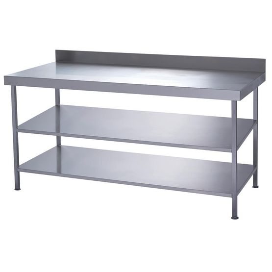Parry Fully Welded Stainless Steel Wall Table 2 Undershelves 600(D)mm