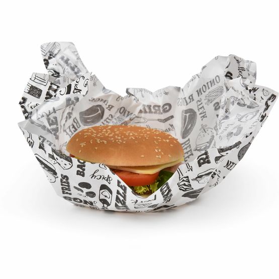 Vegware 400 x 300mm Grill Theme Printed Greaseproof Papers 
