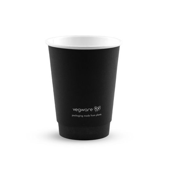 Vegware 12oz Double Wall Black Hot Cup, - VDW-B12