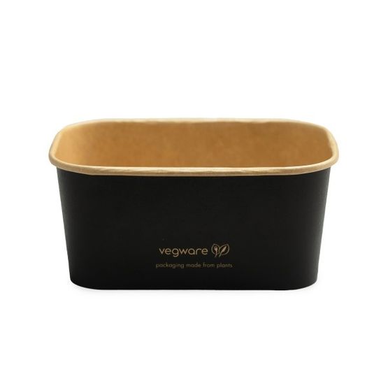 Vegware SBC-34 34oz/1000ml Rectangular Black Food Container