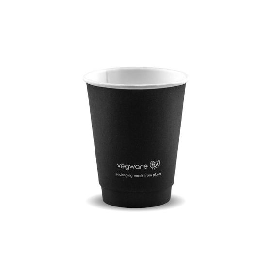 Vegware 8oz Double Wall Black Hot Cup, - VDW-B08