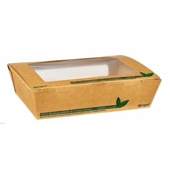 900ml PLA Tuck Top Kraft Window Salad Boxes