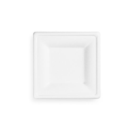 Vegware VPSQ-06NW 6in / 150mm Square Nourish Moulded Fibre Plate