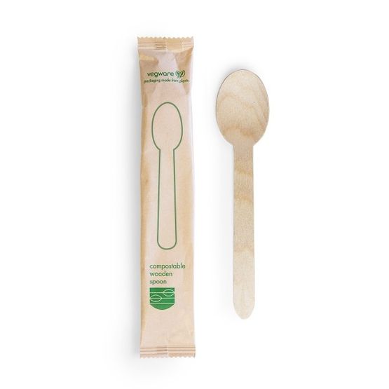 Vegware VT-SP6W Compostable 6in Wooden Spoon