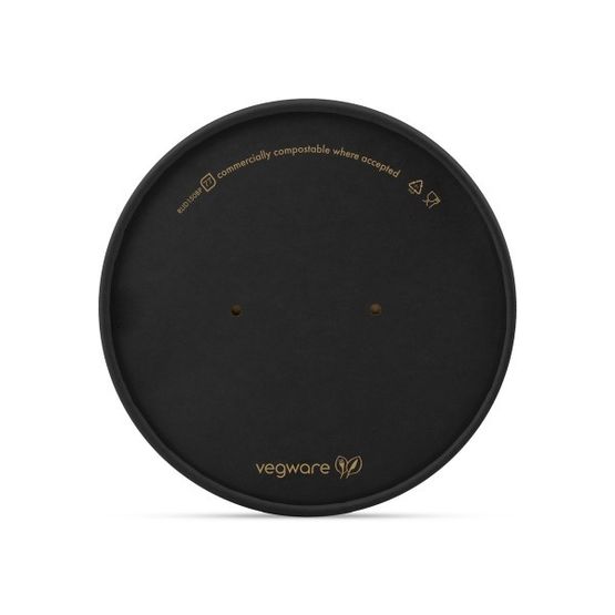 Vegware RLID150BP Round Black Paper Lid, 150-Series