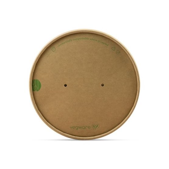 Vegware RLID150P Round Kraft Paper Lid, 150-Series