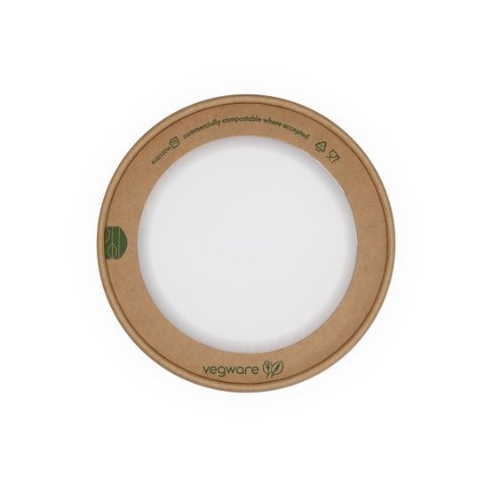 Vegware RLID150W Round Kraft Window Lid, 150-Series
