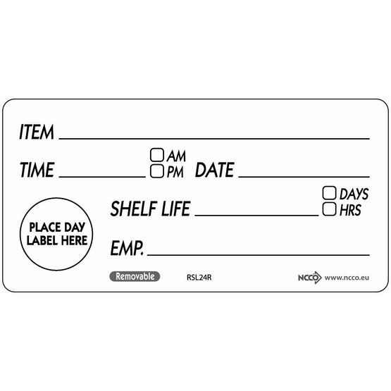 50 X 100mm Removable Shelf Life Label (500)