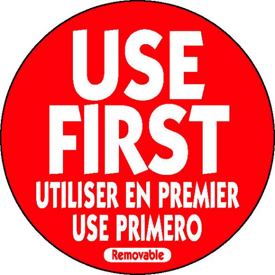 50mm Removable Use First Red Label (500)