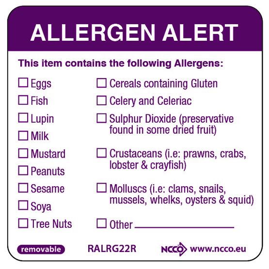 50X50mm Removable Allergen Label (500)