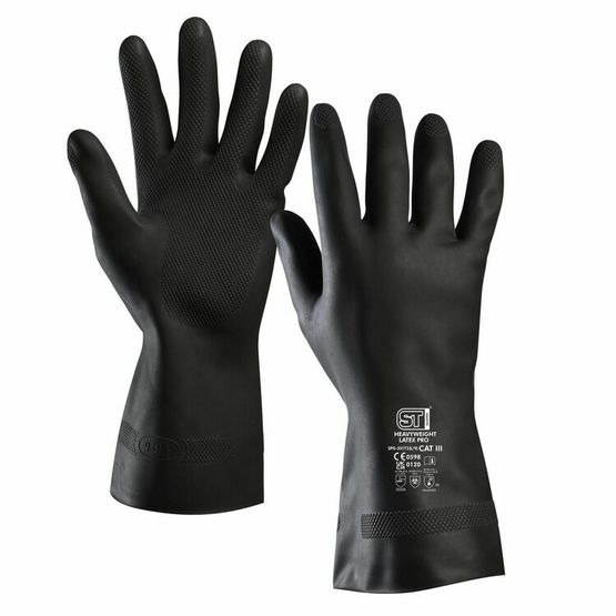 Ex Heavyweight Black Rubber Gloves Small