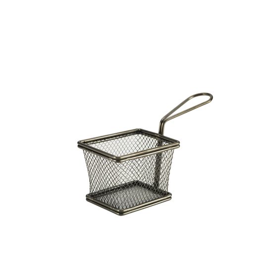 Black Serving Fry Basket Rectangular 10 x 8 x 7.5cm