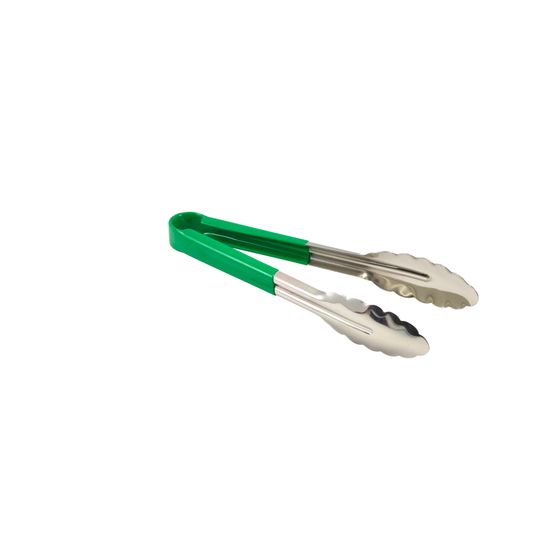 Genware Colour Coded Stainless Steel Tong 23cm Green