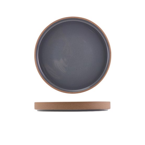 GenWare Kava Dark Grey Stoneware Raw Wall Presentation Plate 20cm
