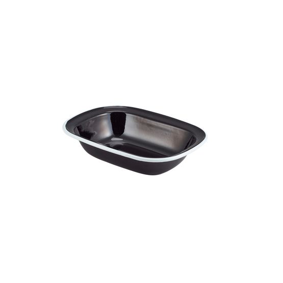 Enamel Pie Dish Black with White Rim 20cm