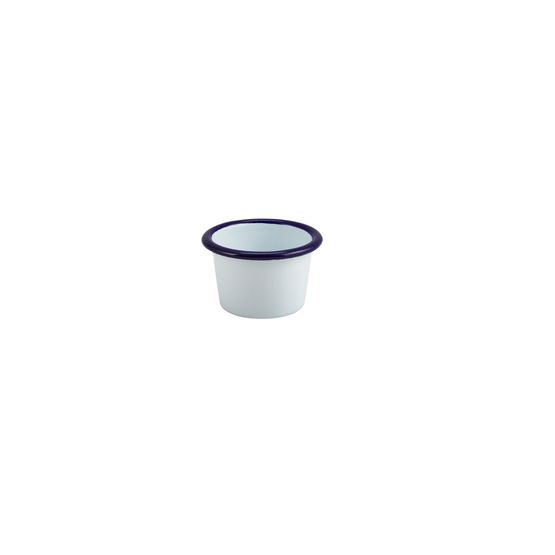 Enamel Ramekin White with Blue Rim 7cm Dia 90ml/ 3.2oz
