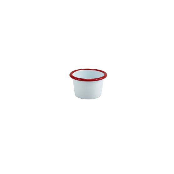 Enamel Ramekin White with Red Rim 7cm Dia 90ml/ 3.2oz