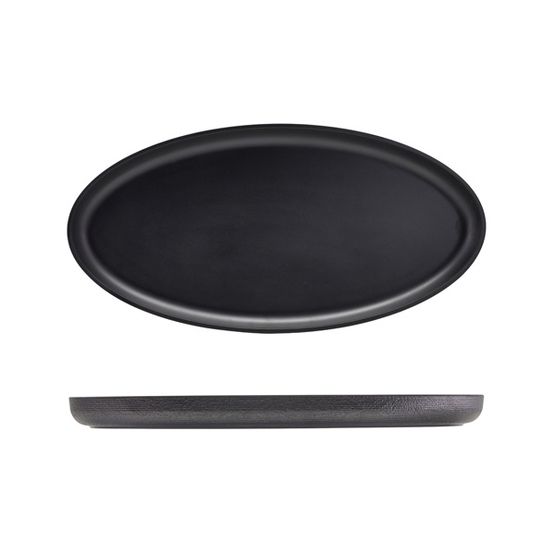 GenWare Melamine Black Jute Oval Dish 47.5 x 23.8 x 3.5cm
