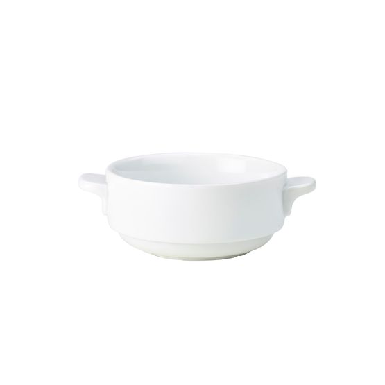 Genware Porcelain Lugged Soup Bowl 25cl/ 8.75oz