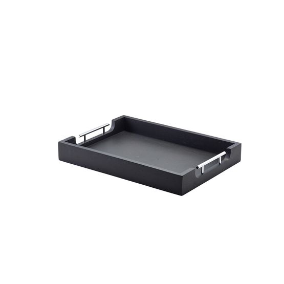 GenWare Solid Black Butlers Tray with Metal Handles 45 x 33cm
