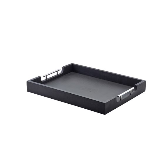 GenWare Solid Black Butlers Tray with Metal Handles 50 x 39.5cm