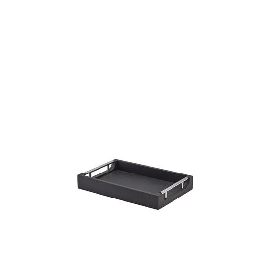GenWare Solid Black Tray with Metal Handles 30 x 20cm