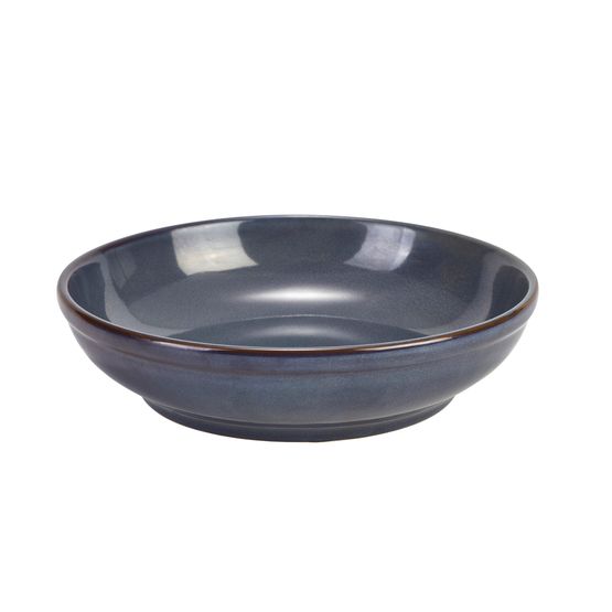 Rustic Stoneware Blue Coupe Bowl 23cm