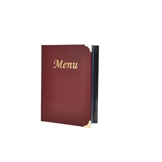 A4 Menu Holder Wine Red 8 Pages
