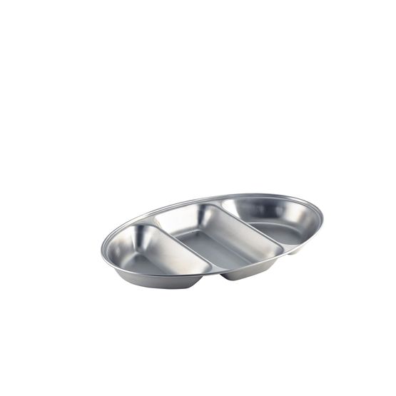 GenWare Stainless Steel Three Division Oval Vegetable Dish 35cm/ 14"